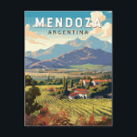 Carte Postale Mendoza Argentina Travel Art Vintage<br><div class="desc">Conception de déplacement vectoriel rétro Mendoza. Mendoza est une ville de la région argentine de Cuyo,  au coeur de la région viticole argentine,  réputée pour les Malbecs et autres vins rouges.</div>