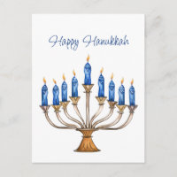 Menorah avec bougies allumées Joyeux Hanukkah