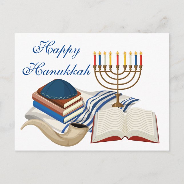Carte Postale Menorah de Hanukkah joyeuse  (Devant)