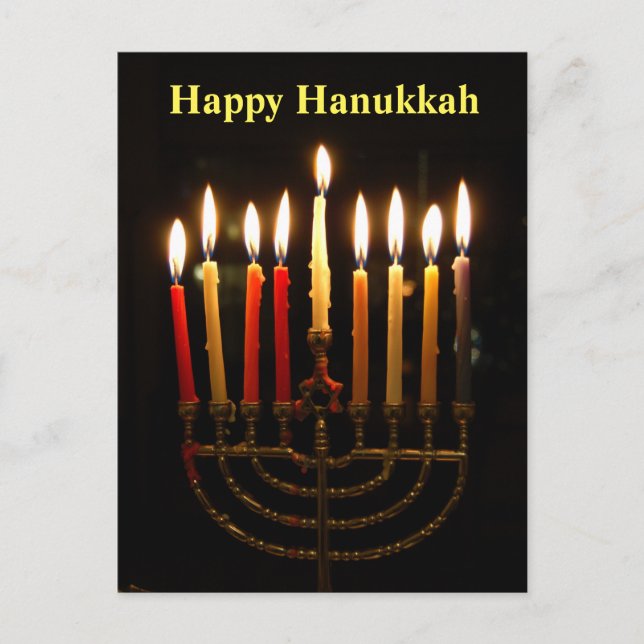 Carte postale Menorah et bougies Hanoukka Lights (Devant)