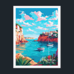 Carte Postale Menorca Espagne illustration de voyage vintage Po<br><div class="desc">Menorca Espagne lieu de voyage vintage illustration</div>