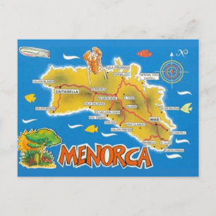 Carte Postale Menorca Vintage Espagne Illustrée