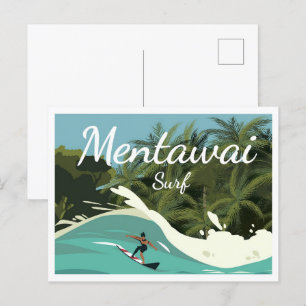 Carte Postale Mentawai Surf Indonésie lieu de voyage illustratio