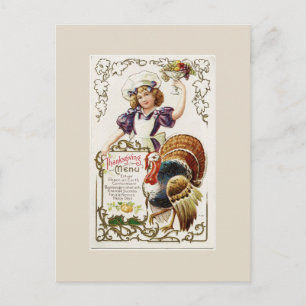 Carte postale Menu Thanksgiving vintage