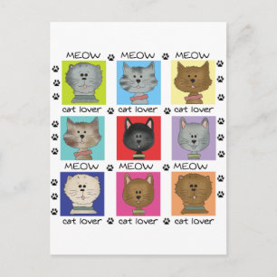 Carte Postale Meow Amoureux des chats Tshirts et cadeaux