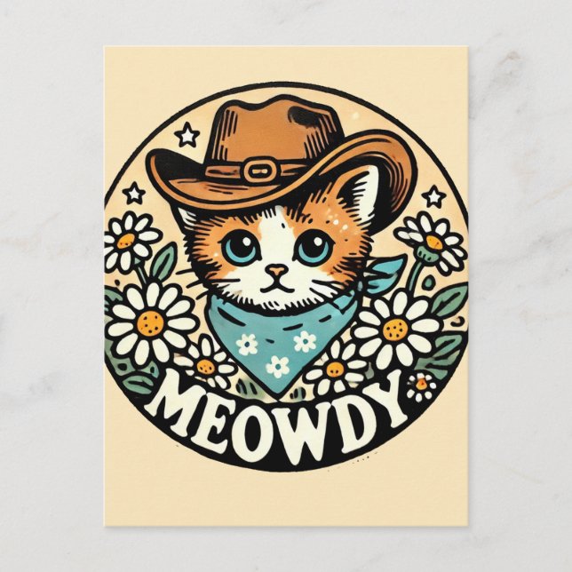 Carte Postale Meowboy Cowboy Kitty Chat (Devant)