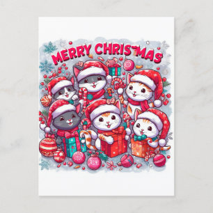 Carte Postale Meowe Noël salutations : Festive Feline Postcard