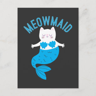 Carte Postale Meowmaid Cute Sirène Chats Kitty Beach Lover