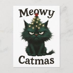 Carte Postale Meowy Catmas Chat lunatique