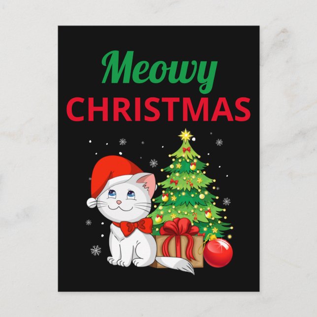 Carte postale Meowy Christmas Cat Holiday (Devant)