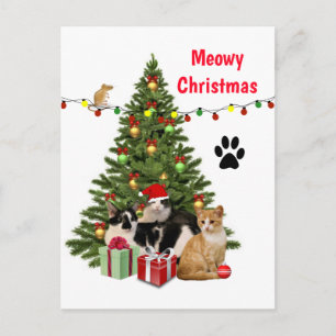 Carte Postale Meowy Christmas Chat / Collage Amoureux des chats 
