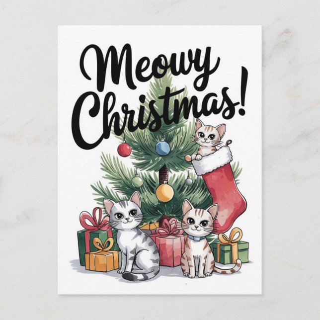 Carte Postale Meowy Christmas Cute Cats (Devant)