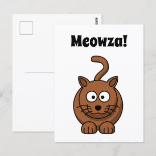 Carte Postale Meowza ! Drôle dessin de chat Kitty Brown