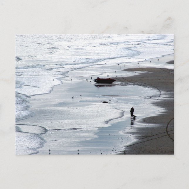 Carte Postale Mer arrivant à terre au crépuscule (Devant)