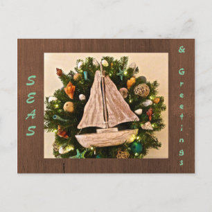 Carte Postale Mer côtière tropicale et salutations Plage Noël