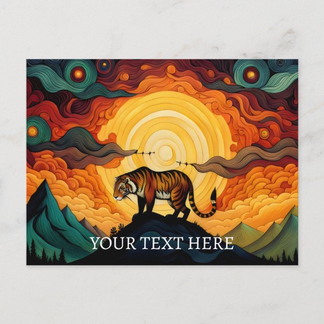 Carte Postale Mer des nuages Tigre coucher de soleil Abstrait pe (Devant)