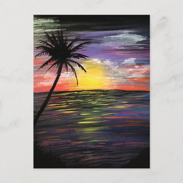 Carte Postale Mer du coucher du soleil (Devant)