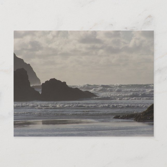 Carte Postale Mer rugueuse à Perranporth (Devant)