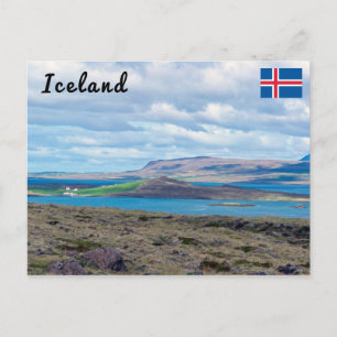 Carte Postale Mer typique de l'Islande avec fermes
