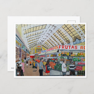 Carte Postale Mercado Central de Valencia Peinture d'Alfred Fox