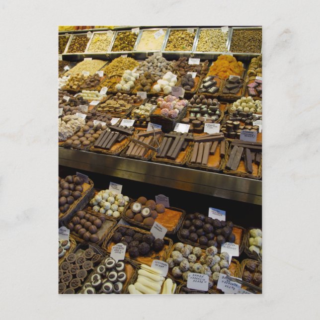 Carte Postale Mercat de Sant Josep, assorted chocolate candy (Devant)
