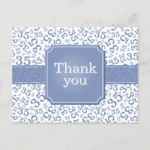 Carte Postale Merci 35 Motif de nombres Bleu/Blanc