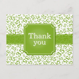 Carte Postale Merci 35 Motif de nombres Vert/Blanc