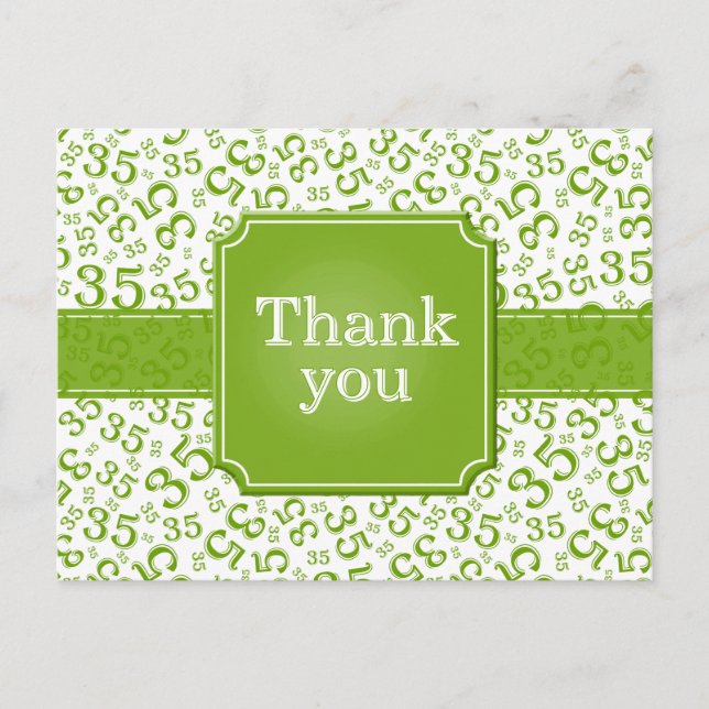 Carte Postale Merci 35 Motif de nombres Vert/Blanc (Devant)