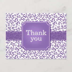 Carte Postale Merci 35 Motif Numérique Violet/Blanc