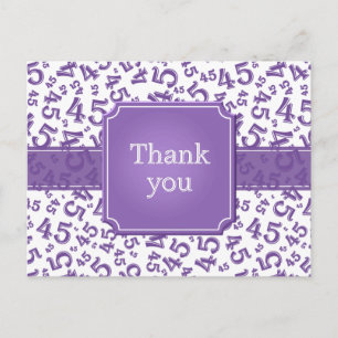 Carte Postale Merci 45 Motif Numérique Violet/Blanc