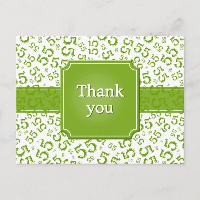 Carte Postale Merci 55 Motif de nombres Vert/Blanc (Devant)