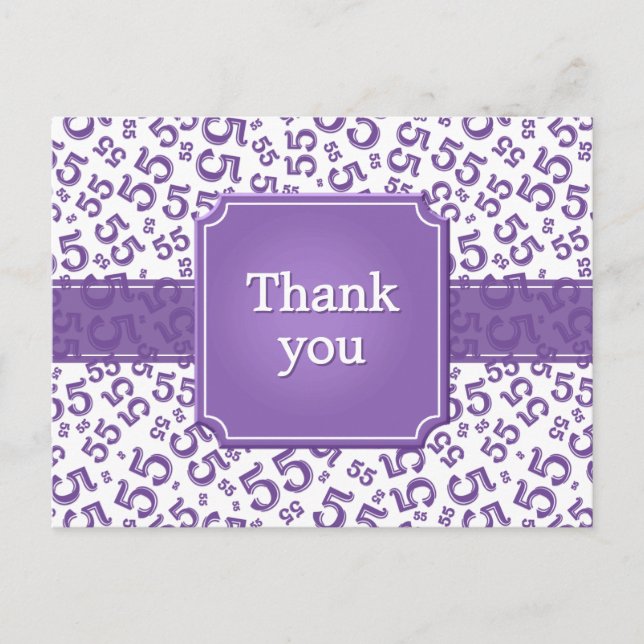Carte Postale Merci 55 Motif Numérique Violet/Blanc (Devant)