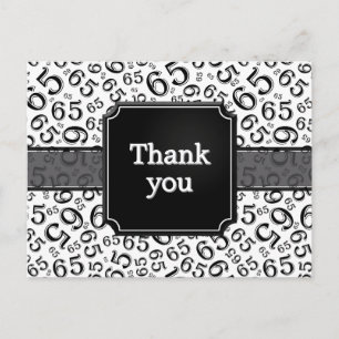 Carte Postale Merci 65 motif de nombres Noir/Blanc