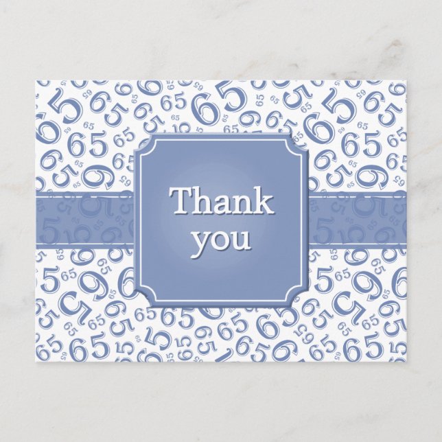 Carte Postale Merci 65 Motif de Numéro Bleu/Blanc (Devant)
