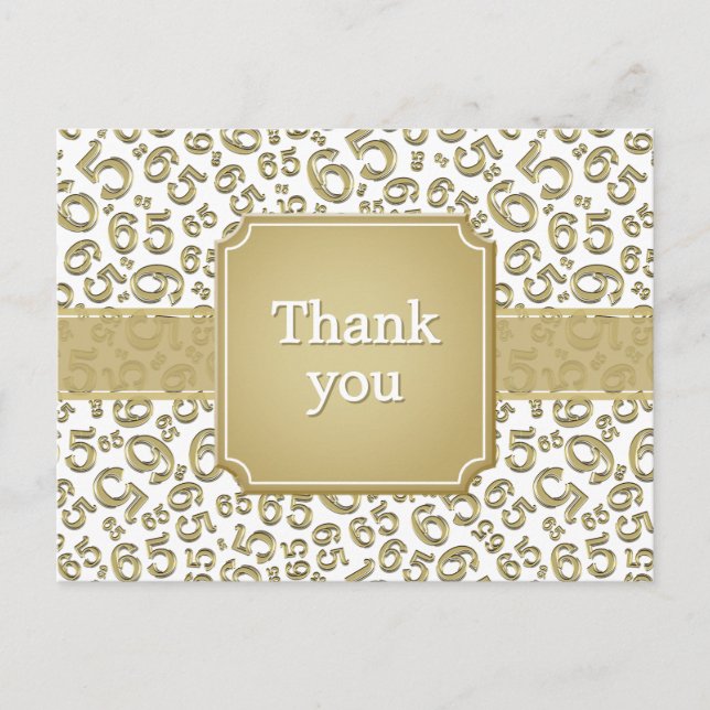 Carte Postale Merci 65 Motif Numérique Or/Blanc (Devant)