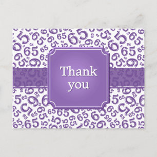 Carte Postale Merci 65 Motif Numérique Violet/Blanc