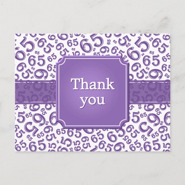 Carte Postale Merci 65 Motif Numérique Violet/Blanc (Devant)