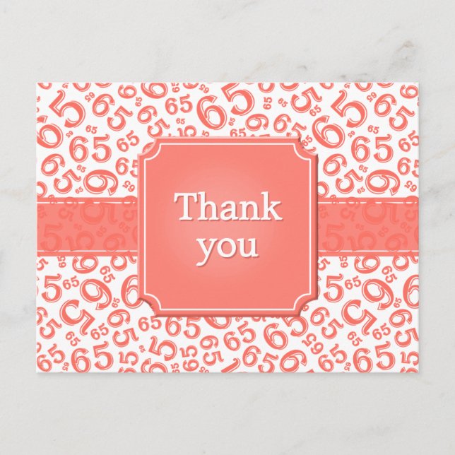 Carte Postale Merci 65 Motif Numéro Corail/Blanc (Devant)