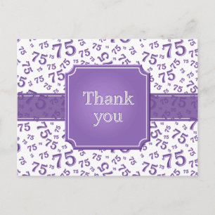 Carte Postale Merci 75 Motif de nombres Violet/Blanc