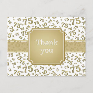 Carte Postale Merci 75 Motif Numérique Or/Blanc