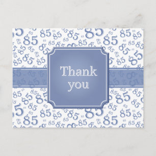 Carte Postale Merci 85 Motif de nombres Bleu/Blanc
