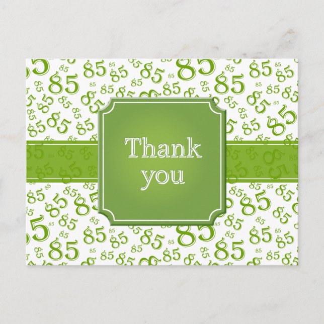 Carte Postale Merci 85 Motif de nombres Vert/Blanc (Devant)