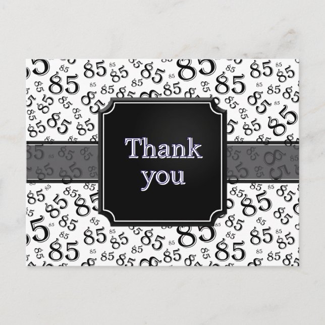 Carte Postale Merci 85 Motif de Numéro Noir/Blanc (Devant)