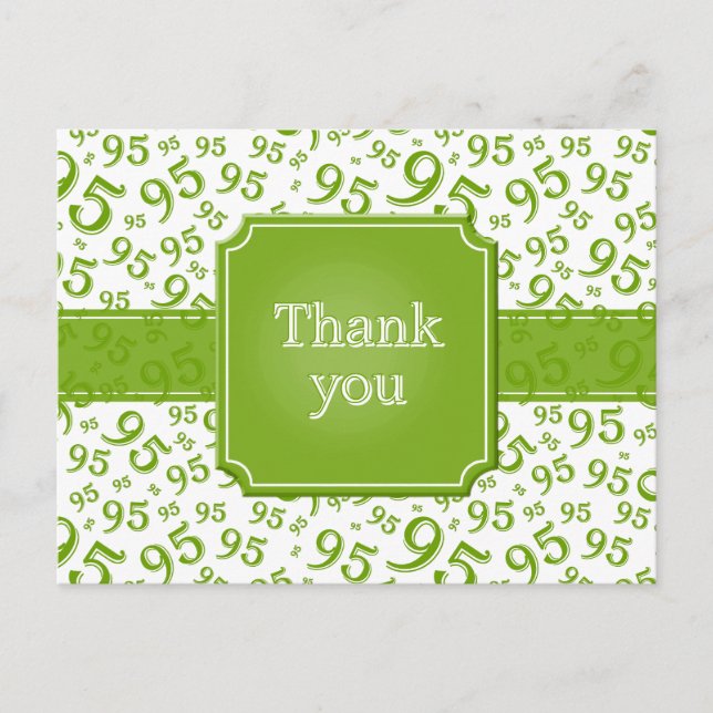 Carte Postale Merci 95 Motif de Numéro Vert/Blanc (Devant)