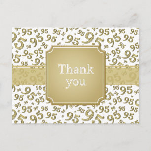 Carte Postale Merci 95 Motif Numérique Or/Blanc