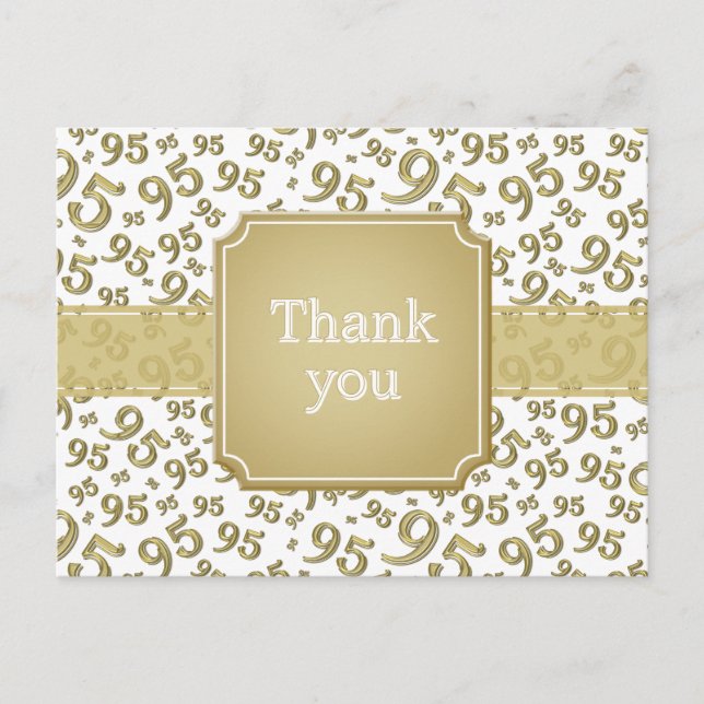 Carte Postale Merci 95 Motif Numérique Or/Blanc (Devant)