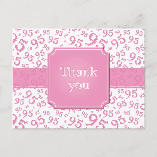 Carte Postale Merci 95 Motif Numérique Rose/Blanc (Devant)