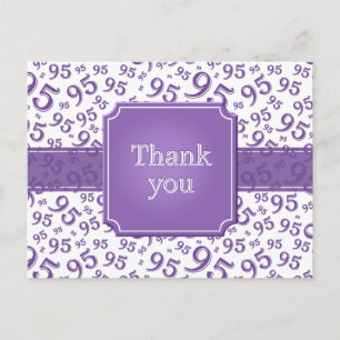 Carte Postale Merci 95 Motif Numérique Violet/Blanc