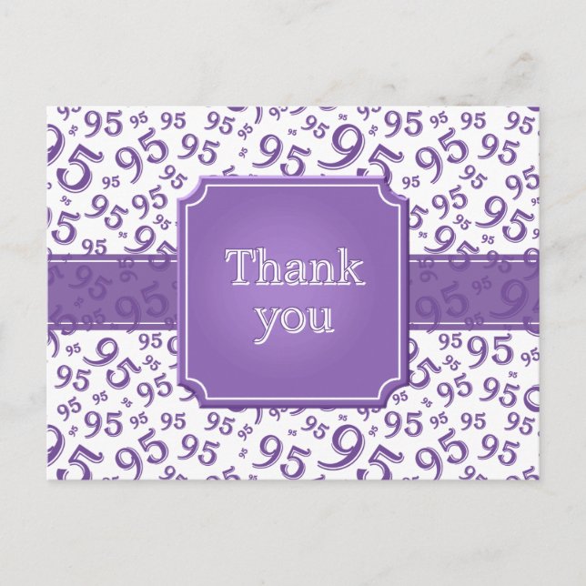 Carte Postale Merci 95 Motif Numérique Violet/Blanc (Devant)