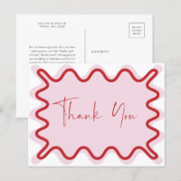 Carte postale Merci à bordure rouge rose